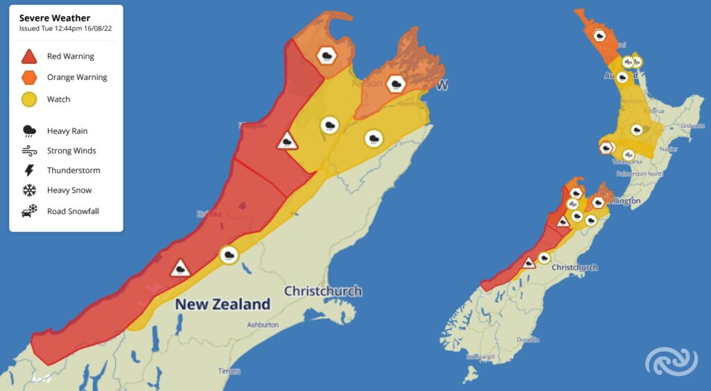 new zealand severe weather warnings august 16 2022