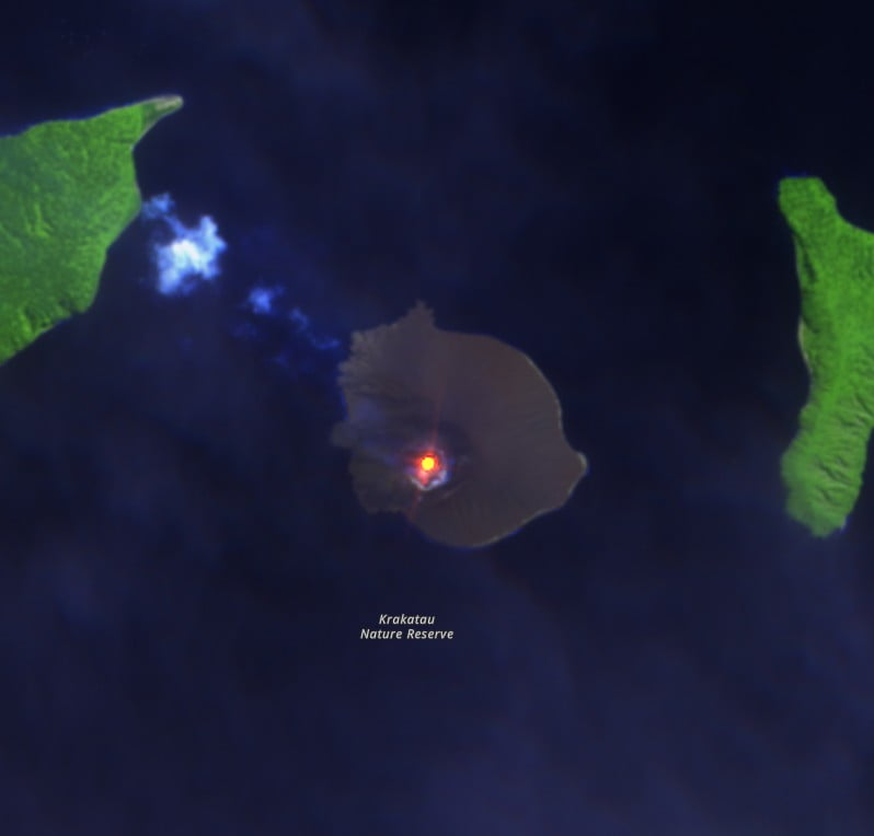 sentinel-2 anak krakatau volcano august 2 2022 false color