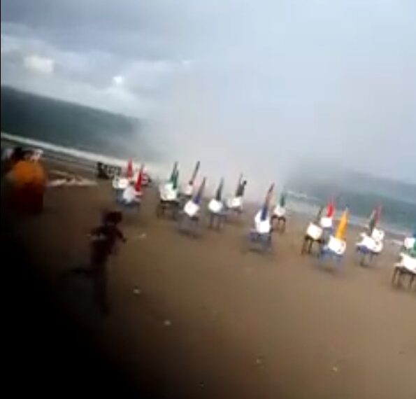 Waterspout hits a beach in Veracruz, Mexico