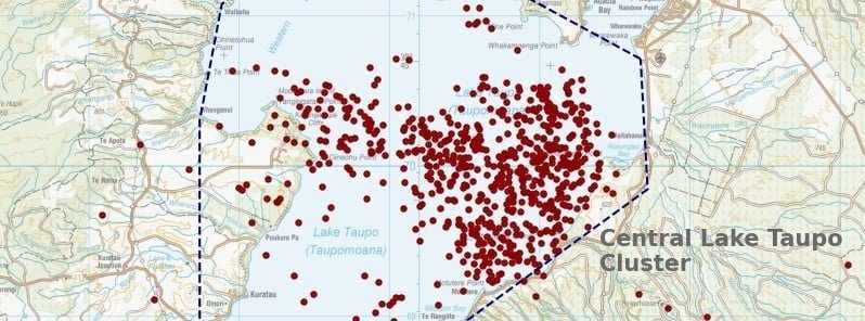 Earthquakes located by GeoNet in the Lake Taupō area from January 1 to September 18, 2022 f