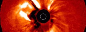 Major farside coronal mass ejection (CME) and radiation storm