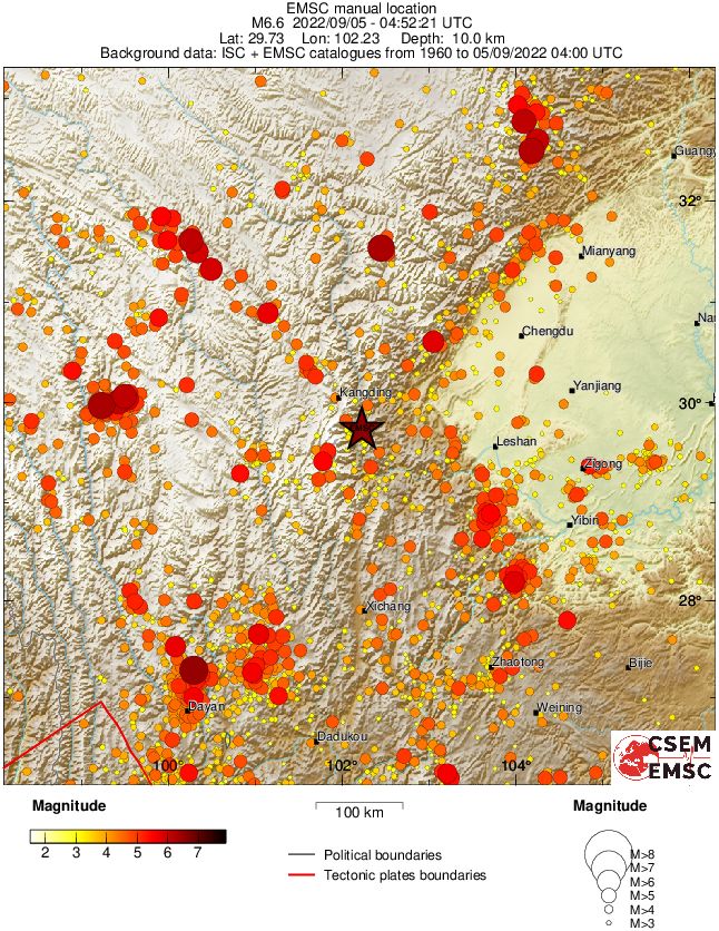 sichuan m6-6 earthquake china september 5 2022 emsc rs