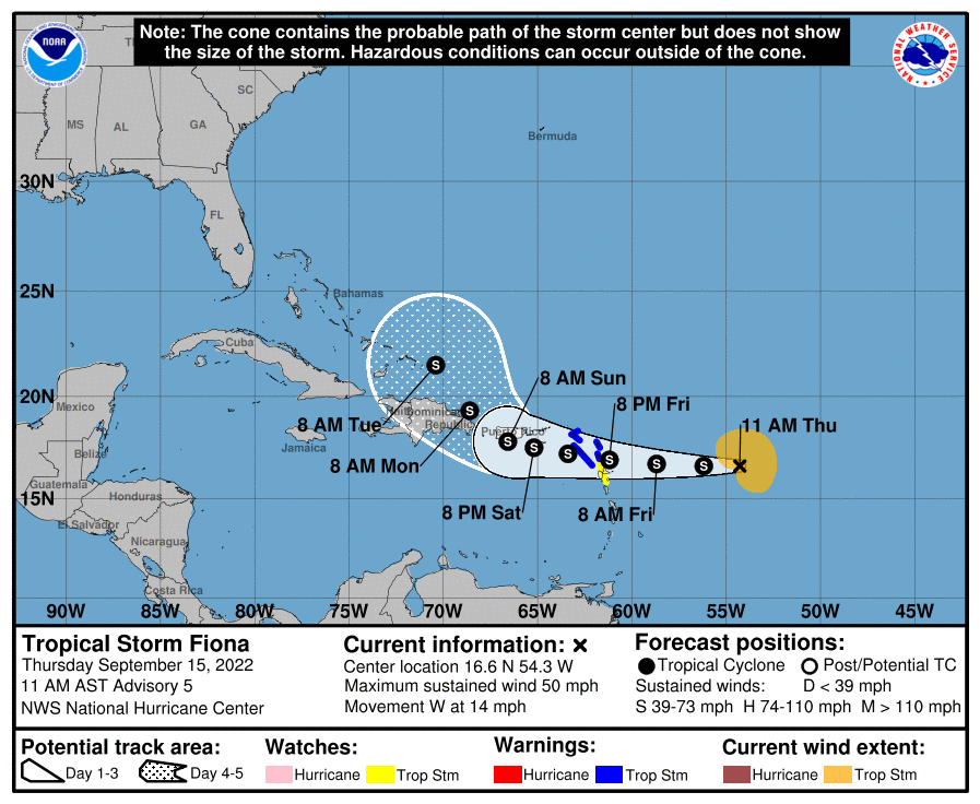 tropical storm fiona nhc fcst 15z september 15 2022