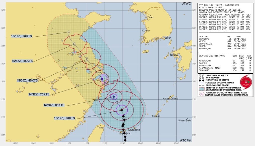 typhoon muifa jtwc fcst 15z september 13 2022