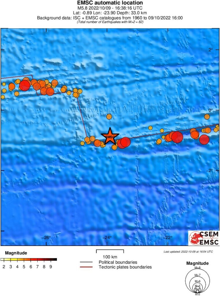 central mid-atlantic ridge earthquake m6-2 october 9 2022 emsc rs