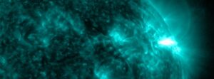 M1.5 solar flare erupts from departing region 3112