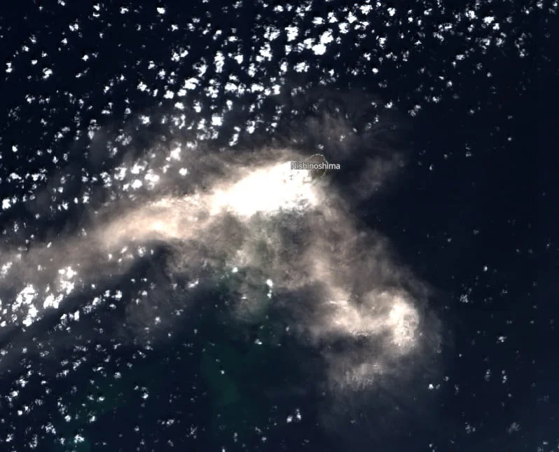 Nishinoshima volcano on October 1, 2022. Credit: Copernicus EU/Sentinel-2, EO Browser, The Watchers