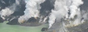 Vigorous steam and gas plume emissions at White Island volcano, New Zealand