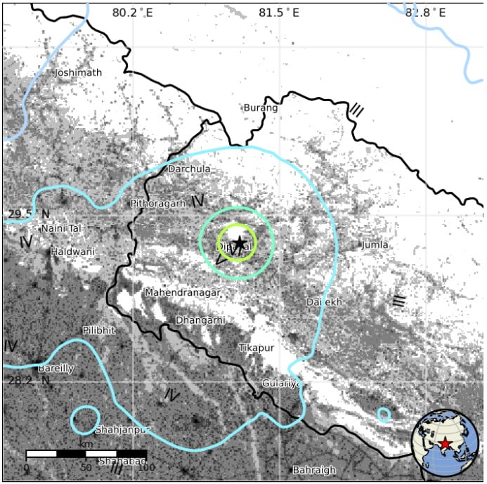 M5-6 usgs earthquake nepal november 8 2022 epe