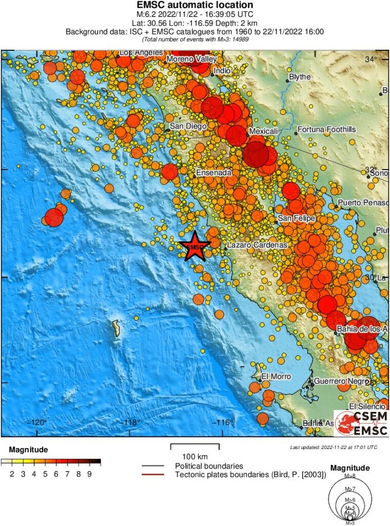 Shallow M6.2 earthquake hits Baja California, Mexico november 22 2022 emsc rs2