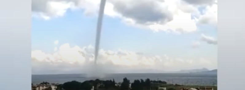 Very large waterspout forms in Datça, Turkey