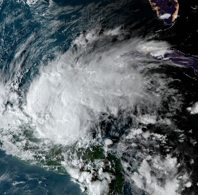Hurricane "Lisa" at 22:10 UTC on November 2, 2022