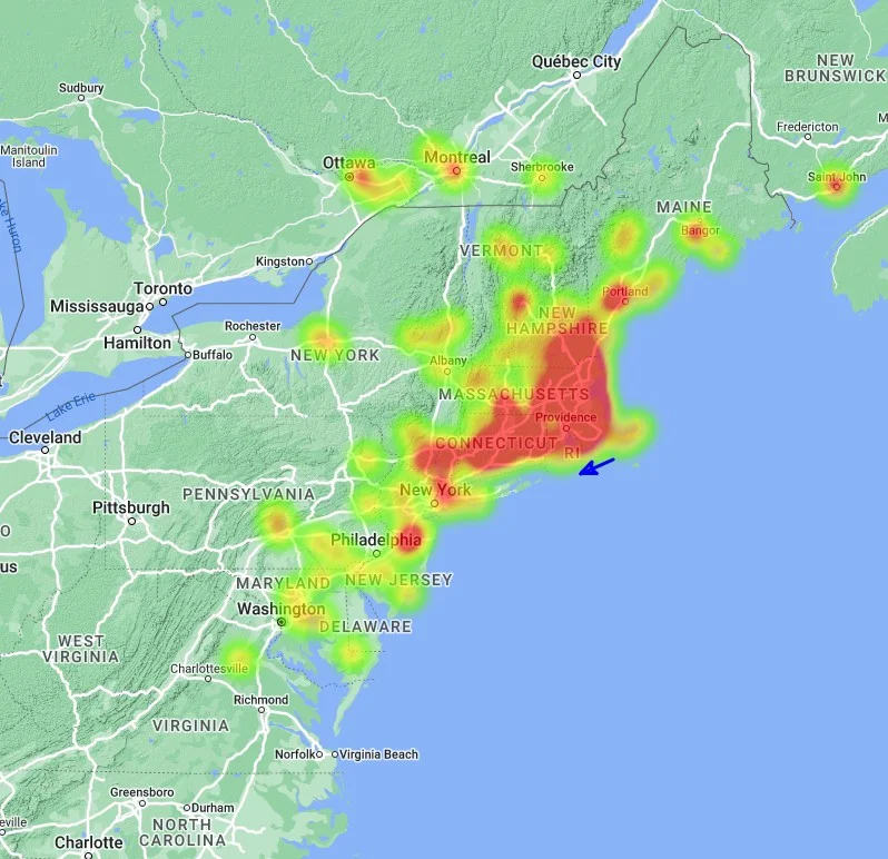 massachusetts fireball november 4 2022 heatmap