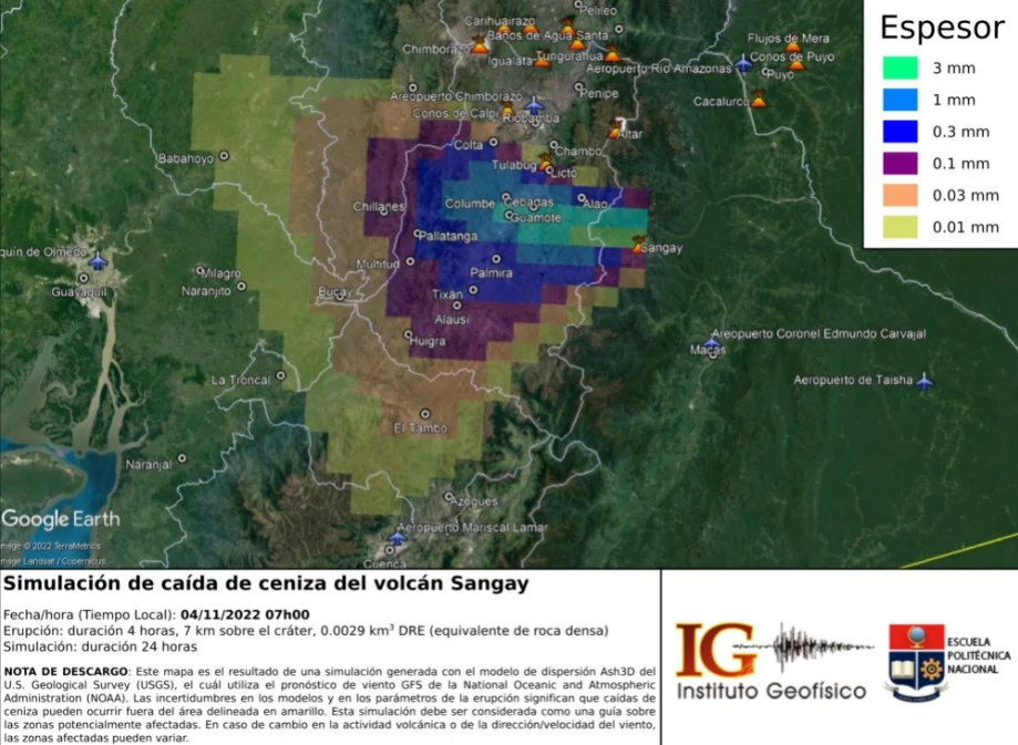 sangay volcano map