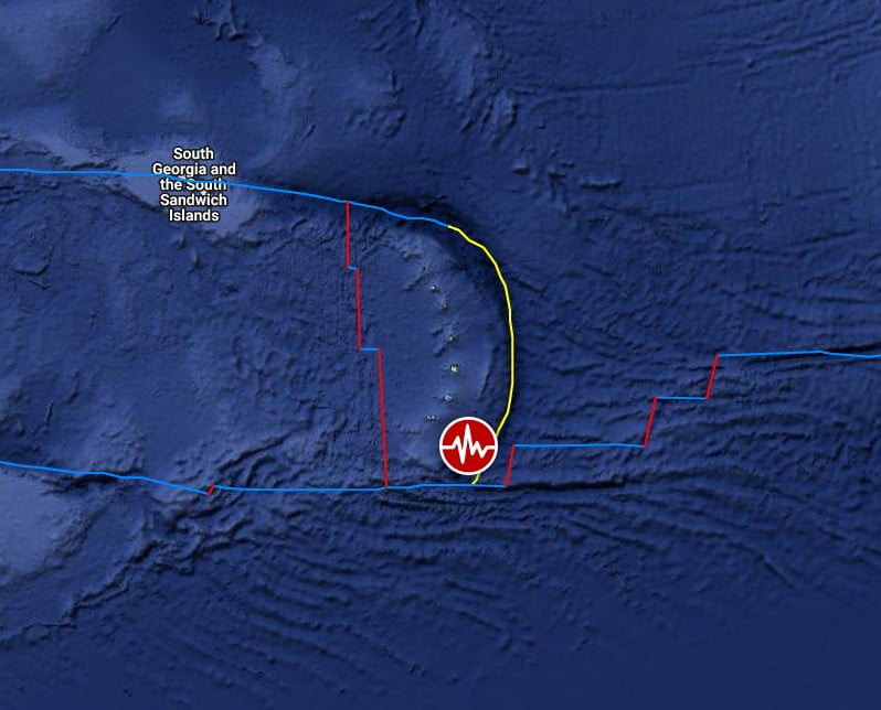 south sandwich islands region m6-1 earthquake november 2 2022 location map bg