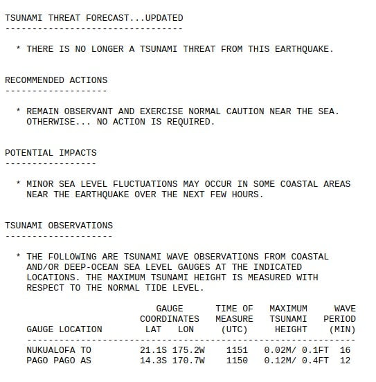 tonga islands earthquake november 11 2022 ptwc update 1222z
