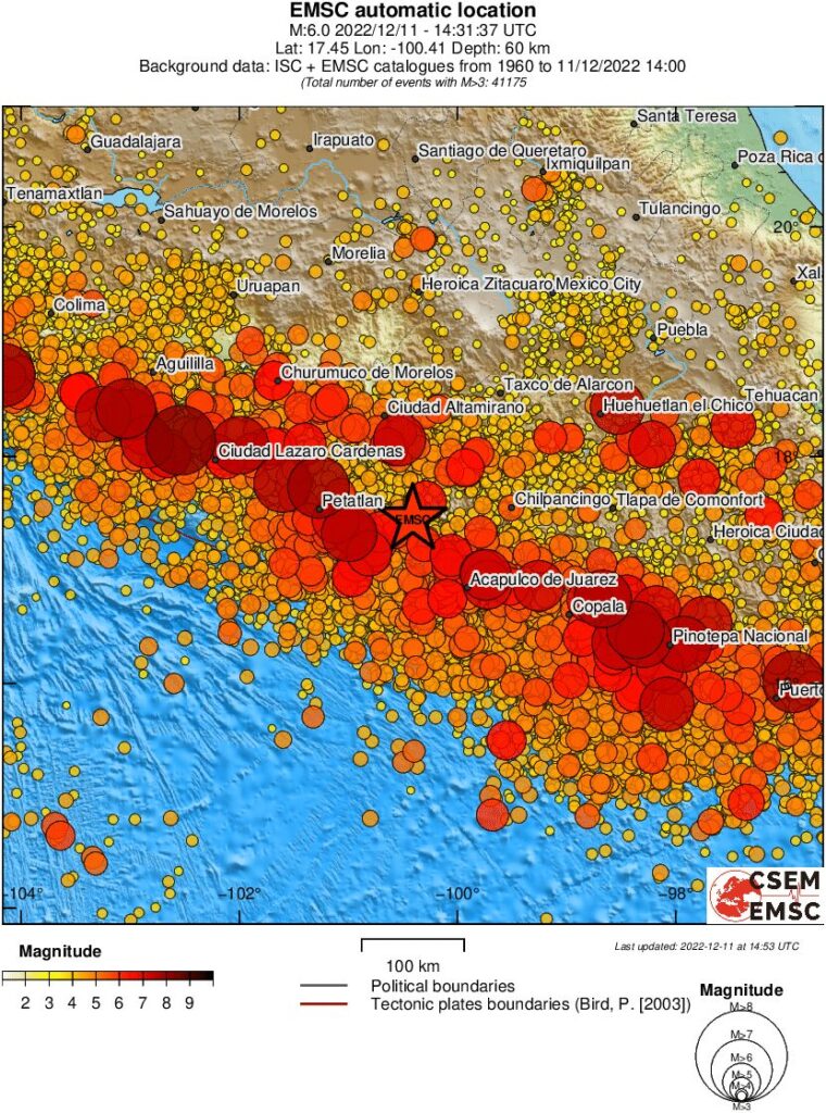 guerrero mexico earthquake M6-0 december 11 2022 emsc rs