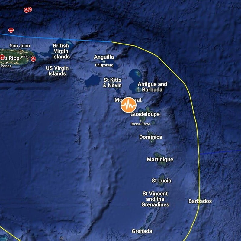 Guadeloupe M6.2 earthquake january 20 2023 location map bg