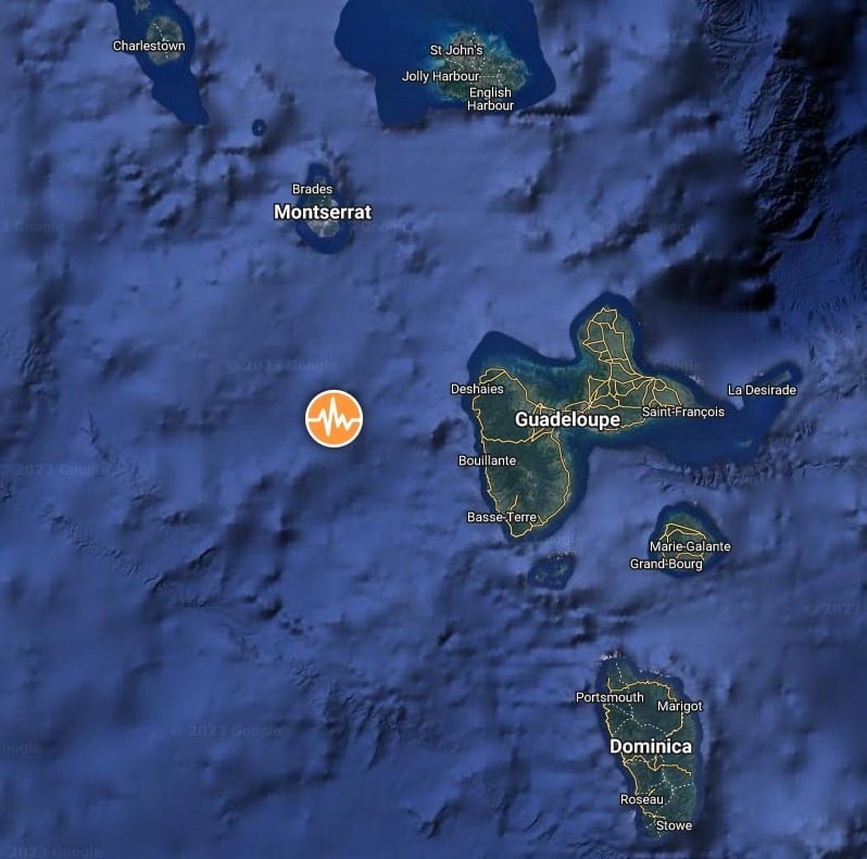 Guadeloupe M6.2 earthquake january 20 2023 location map bg2