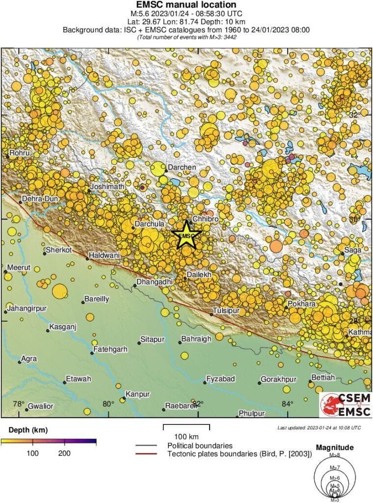 M5.6 earthquake nepal january 24 2023 emsc rs