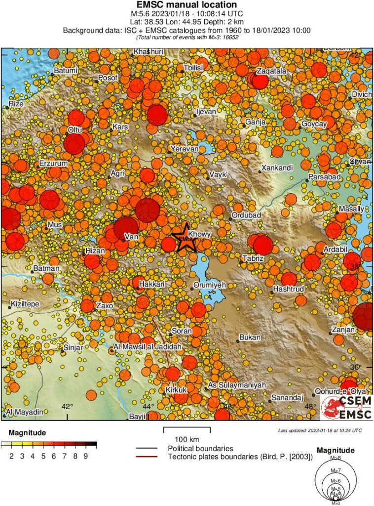M5.8 earthquake Iran january 18 2022 emsc rs