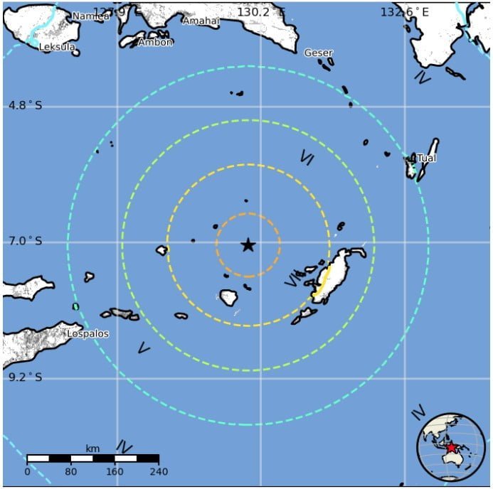 M7-6 earthquake Tanimbar Islands indonesia january 9 2023 usgs epe