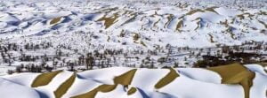 Rare snowfall blankets the Taklimakan Desert of northwest China’s Xinjiang