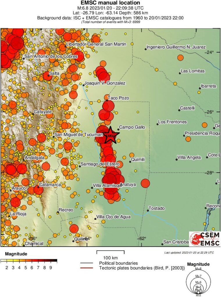Very deep M6.8 earthquake Argentina january 20 2023 emsc rs