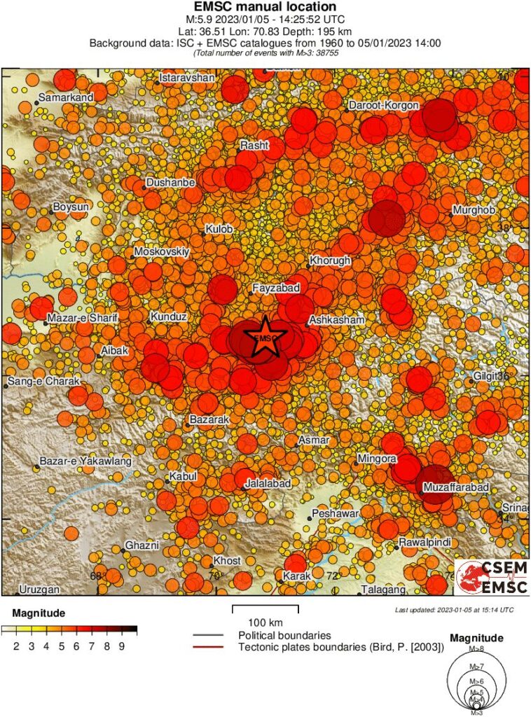 afghanistan m5-9 earthquake january 5 2023 emsc rs