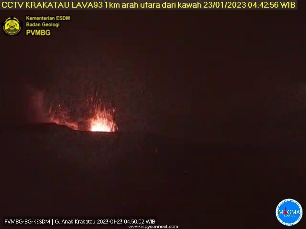 anak krakatau eruption january 23, 2023 night 1