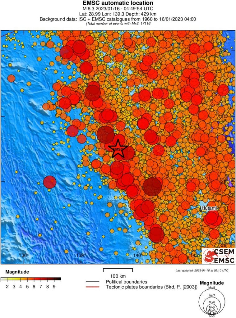 bonin islands region m6-1 earthquake january 16 2023 emsc rs