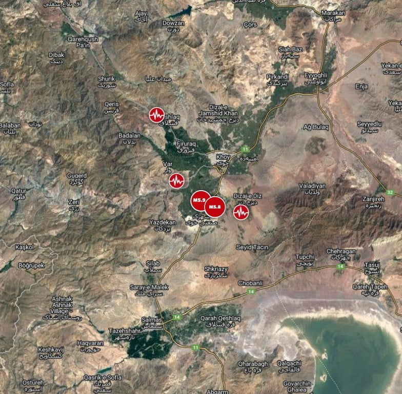 northern iran M5.8 earthquake january 18 and M5.9 january 28 2023