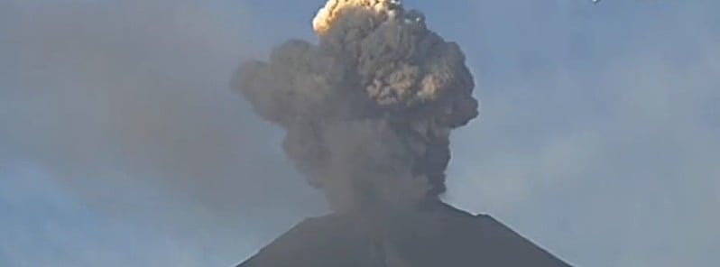 Eruption at Popocatepetl ejects dense ash up to 8.5 km (28 000 feet) a.s.l., Mexico