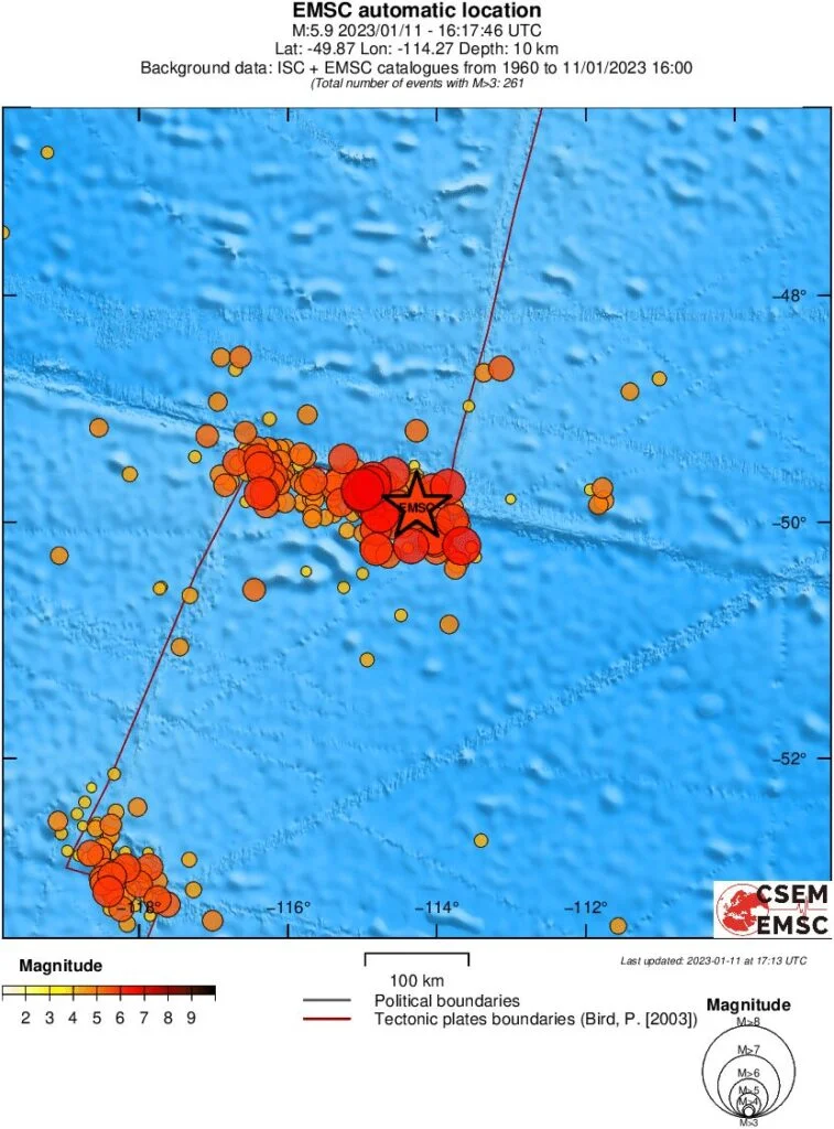 shallow M6-0 earthquake hits southern East Pacific Rise emsc rs