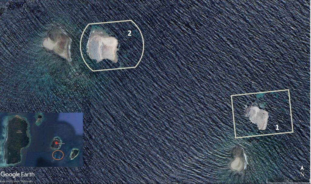 Mud domes discovered on islands near Kabawa mud volcano after M7.5 earthquake, Indonesia - island 1 and 2 2019 vs 2023