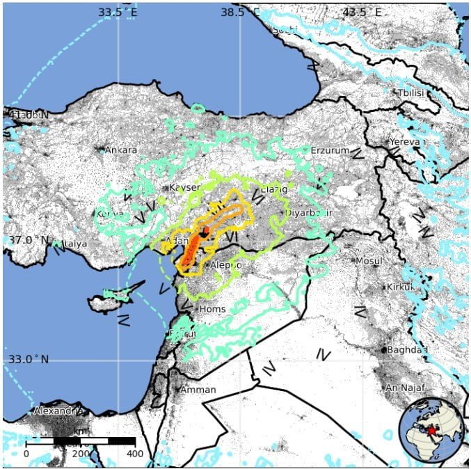 m7.8 earthquake turkey-syria border region february 6 2023 usgs epe fv