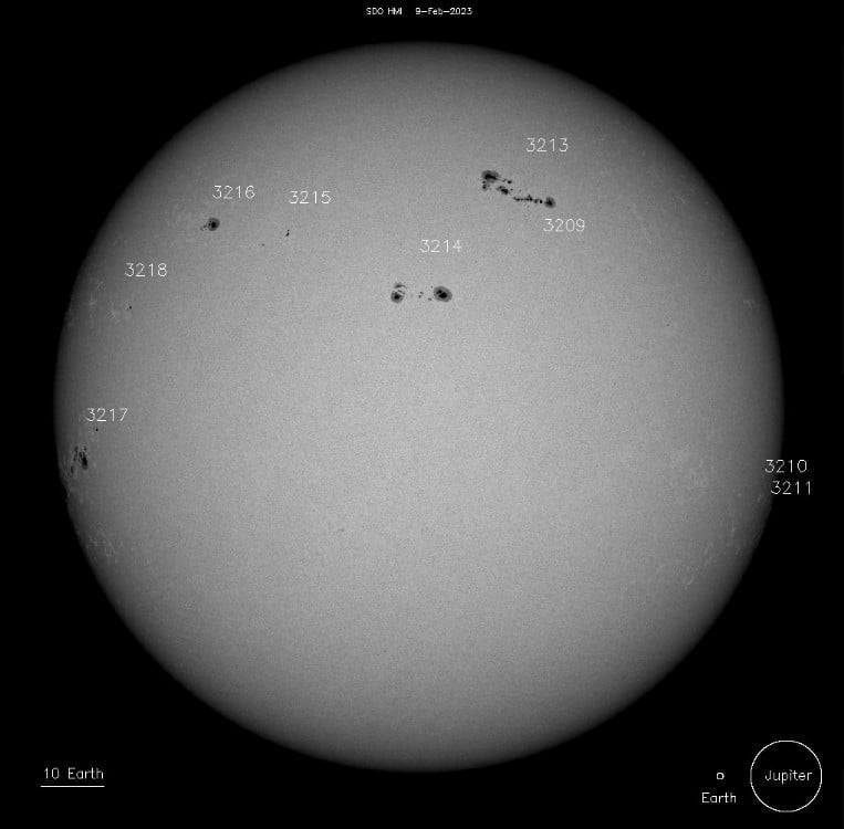 sunspots on february 9 2023 sdo hmi