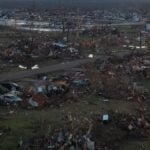 First light drone view after EF-4 tornado destroys Rolling Fork, Mississippi