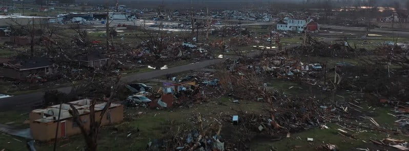 First light drone view after EF-4 tornado destroys Rolling Fork, Mississippi