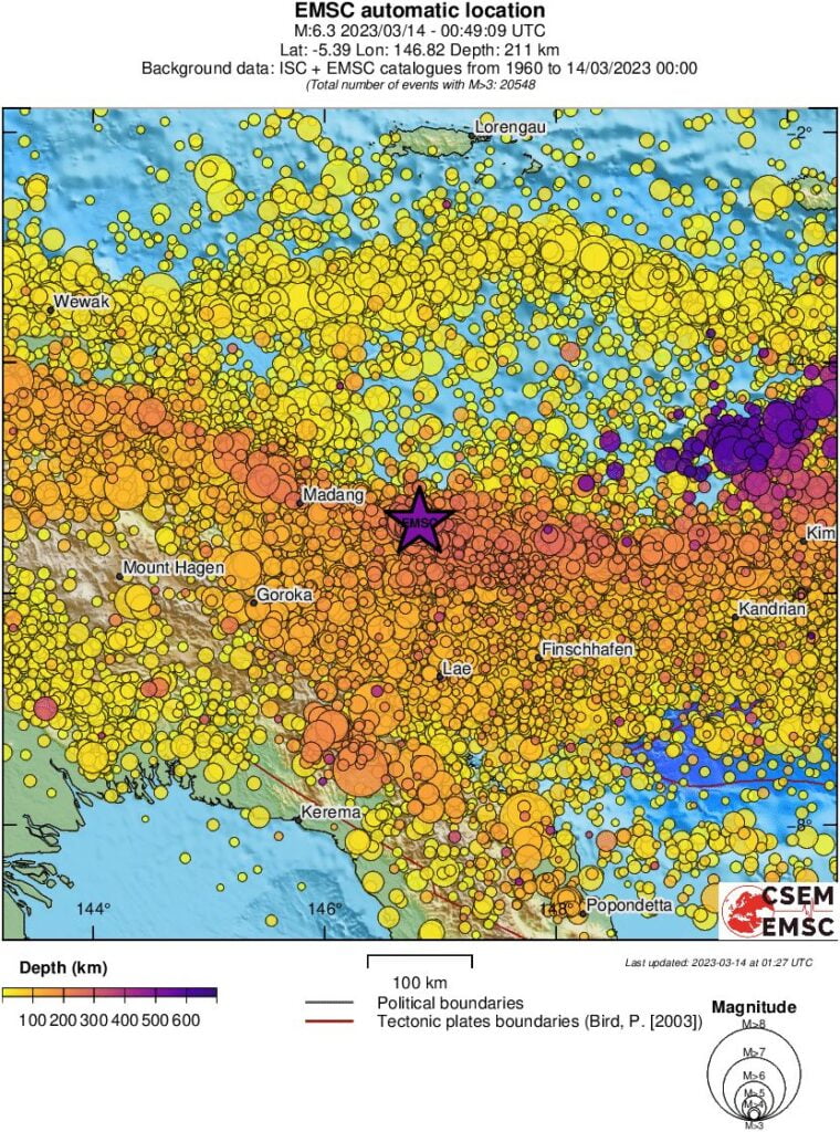 Strong M6.3 earthquake hits eastern New Guinea region, Papua New Guinea emsc rs