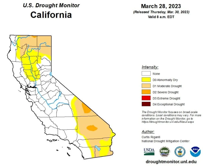 california drought monitor march 30 2023 map