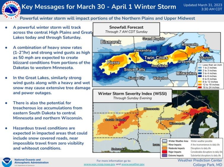 key messages for march 30 to april 1 winter storm us