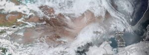 Large sandstorm forms on the Mongolian plateau