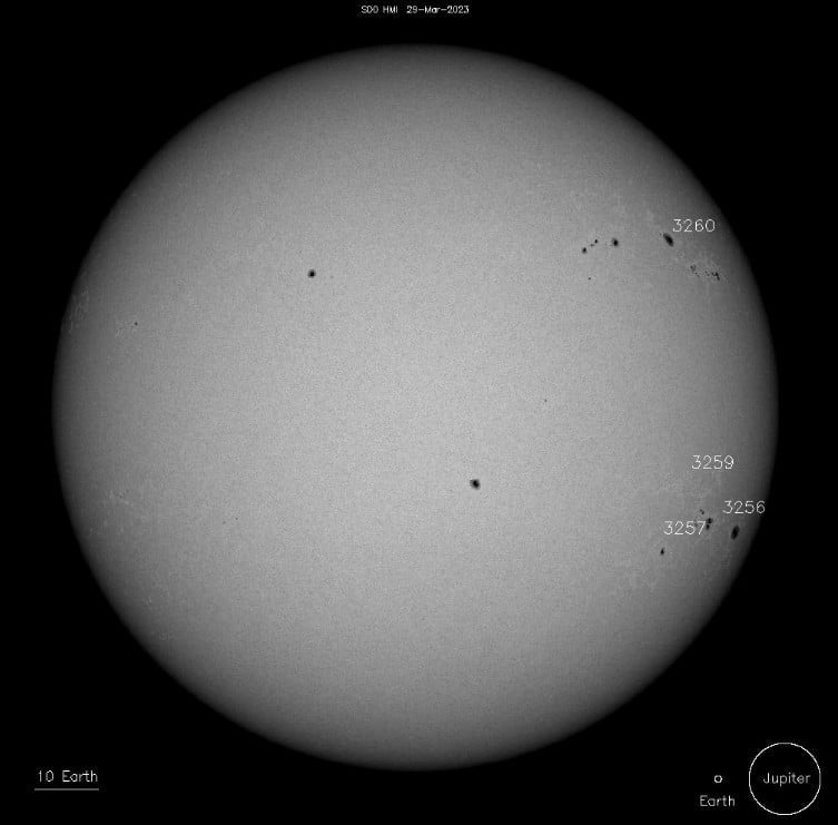 sunspots on march 29 2023 sdo hmi