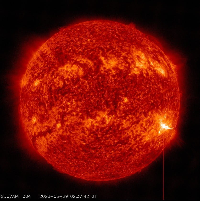 x1.2 solar flare march 29 2023 aia 304 b