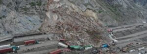 Massive landslide caused by lightning hits Pakistan, burying about two dozen trucks