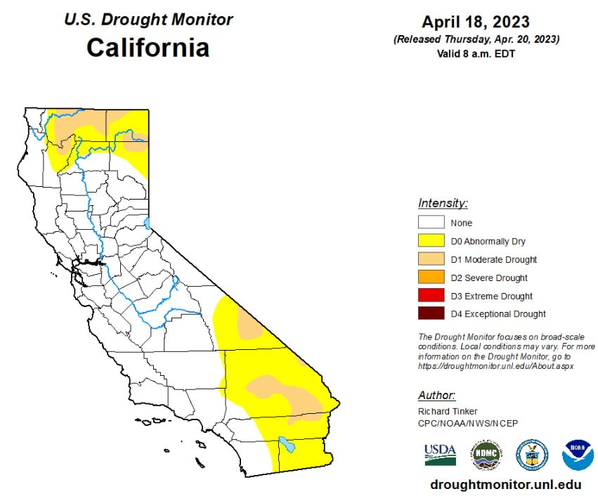 california drought monitor april 18 2023