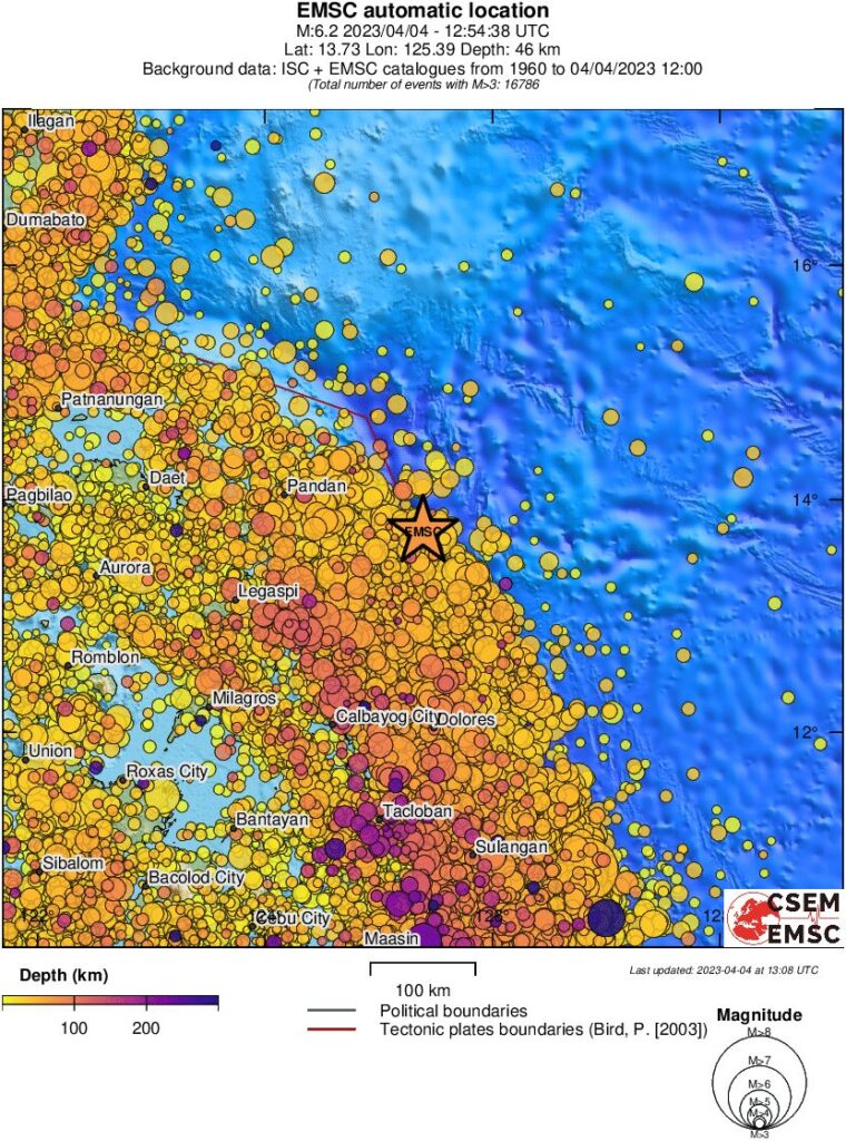 m6.2 (emsc) earthquake philippines april 4 2023 emsc regional seismicity