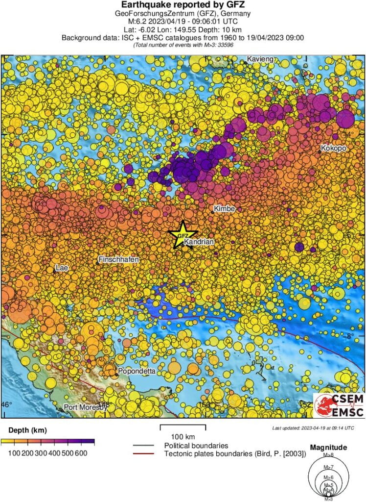 m6.3 earthquake new britain papua new guinea april 19 2023 emsc regional seismicity