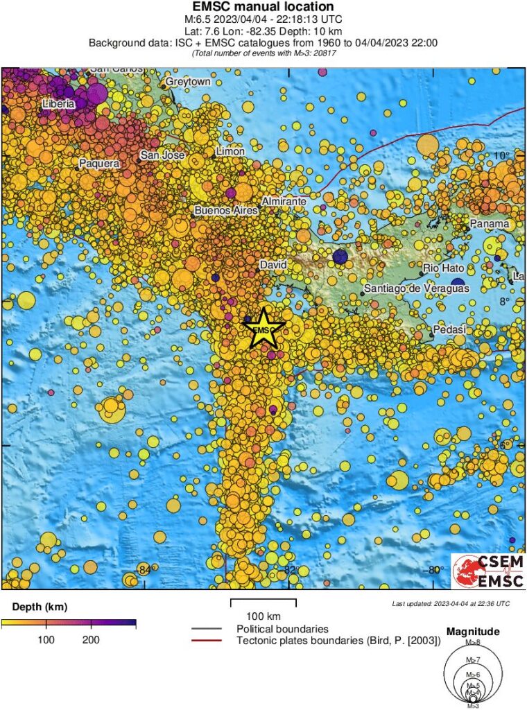 panama m6.3 earthquake april 4 2023 emsc regional seismicity